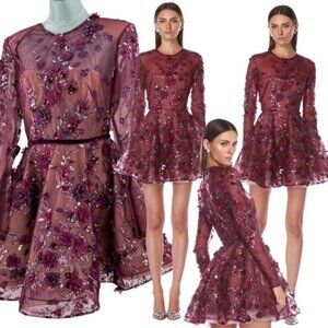 🆕 BRONX & BANCO 🧿 NWOT Talulah Long Sleeve Mini Dress, Burgundy - Sz L US 8